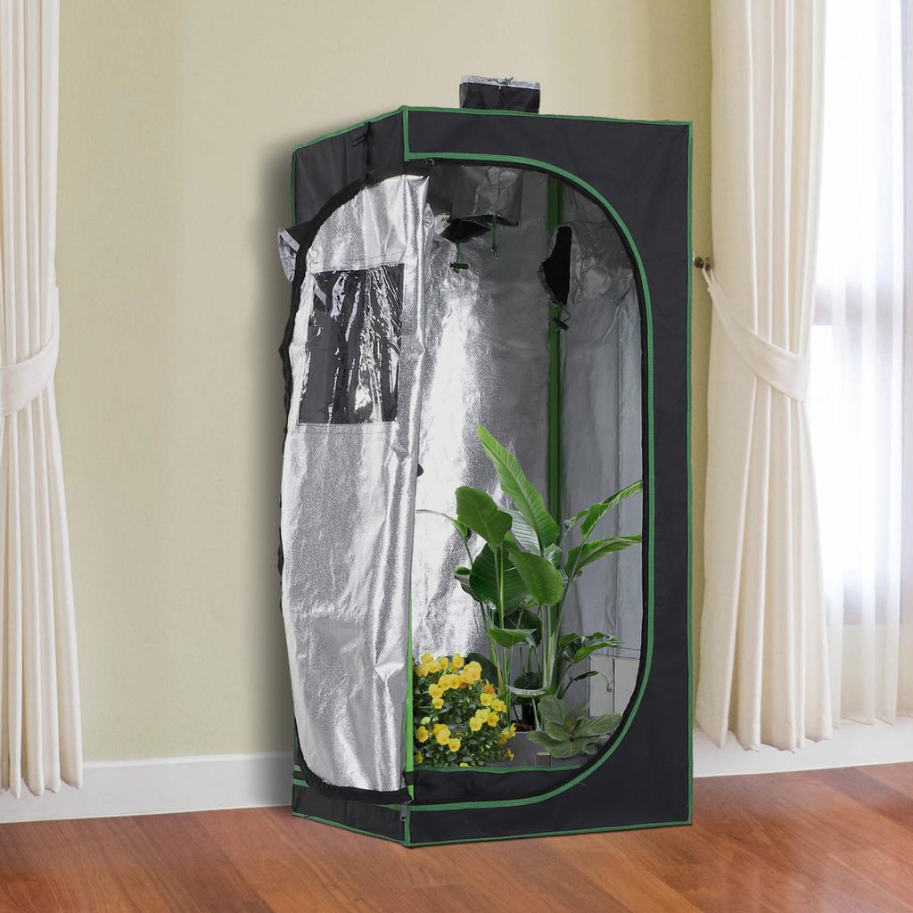 Grow Tent Reflective Mylar Hydroponic with Adjustable Vents and Floor Tray for Indoor Plant Growing, 60 x 60 x 140 cm (24.5" x 24.5" x 55")