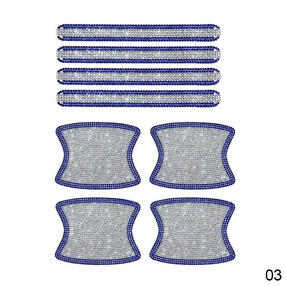 8PCS Universal Car Door Handle Sticker Decal Warning Diamond Auto Strip Driving Safety Bling Car Accessories for Girls Woman