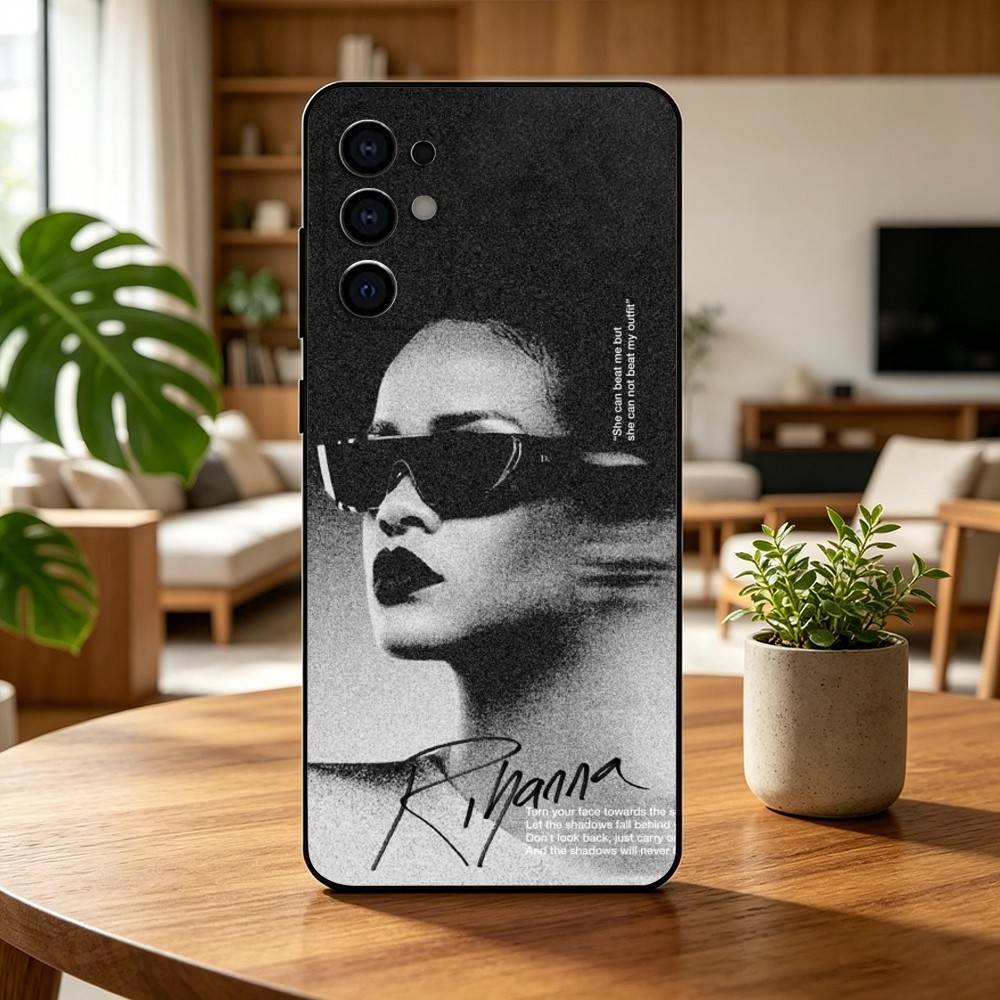Beliebte Sängerin R-Rihanna Anti Handyhülle für Samsung S25,S24,S21,S22,S23,S30,Ultra,S20,Plus,Fe,Lite,Note,10,Schwarze Hülle