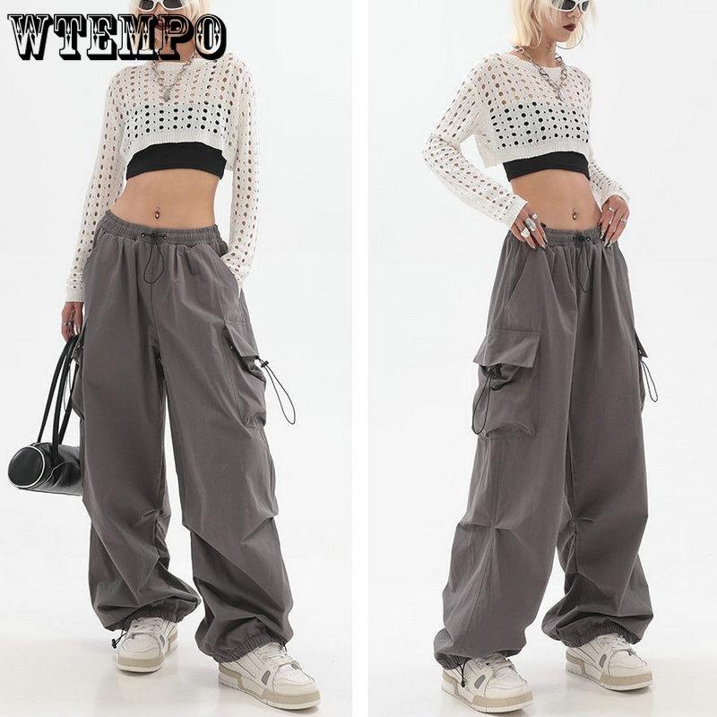 WTEMPO Solide Cargohose Damen Casual Baggy Lange Hose Frühling Herbst Streetwear Vintage Lose Paar Jogginghose