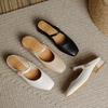 Fashion Cover Toe Loe Heel Slippers Women Ankle Belt Slides Shoes Chunky Heel Pantuflas Mujer Gold Button Outdoor Mules Woman Sandalias