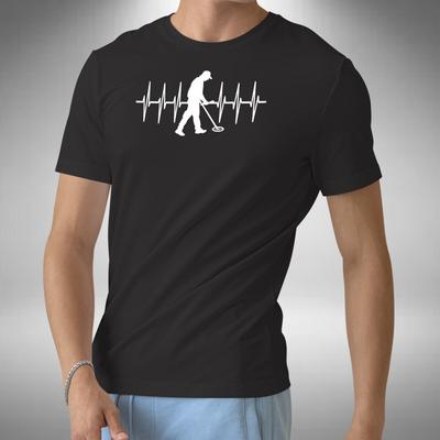 Metallsondeln Herzschlag T-Shirt Lustiger Detektor Schatzsucher Klein bis 5XL