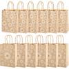 Cheriswelry 12Pcs Kraft Paper Bags Daisy Flower Paper Gift Bags Brown Shopping Bags with Handles 20.1x14.8x0.2cm for Wedding Party Favors Packaging