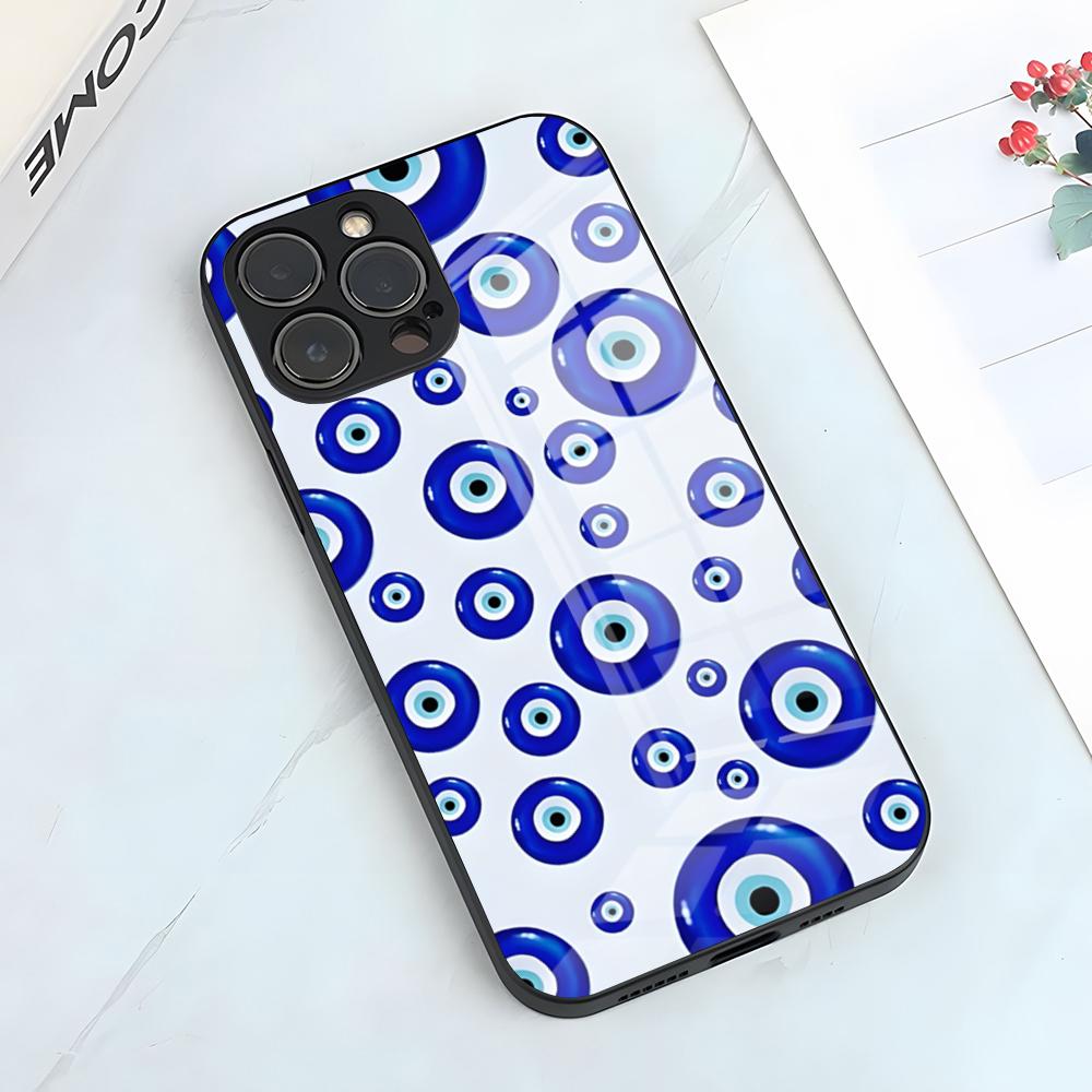 Lucky Blue Evil Eye Phone Case For IPhone 17 Pro Max 15 Pro 16 14 Plus 12 13 Mini 11 Pro Shockproof Glass Cover