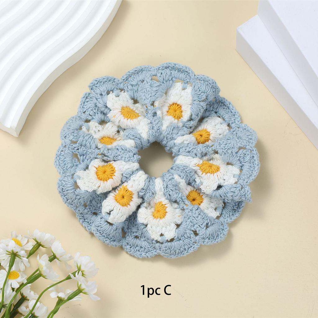 Korean-style Handmade Knitted Big Intestine Hair Tie, Elegant Pastoral Bun Hair Accessory, Sweet Ponytail Rubber Band