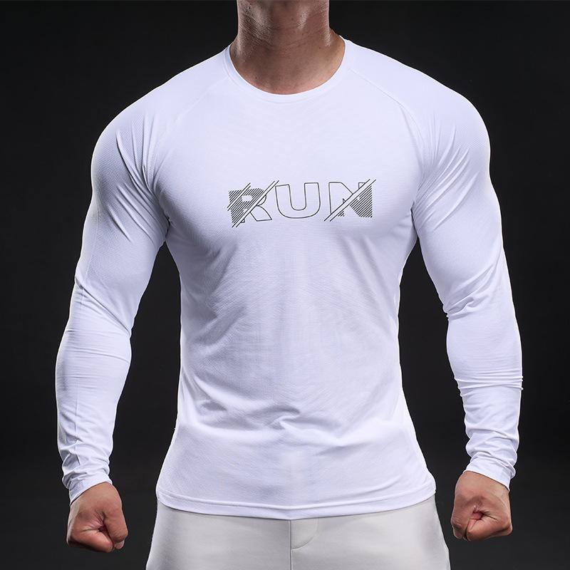 New Quick-drying Ice Silk Long-sleeved T-shirt Men's Casual Sports Fitness Outdoor T-shirt Top Men