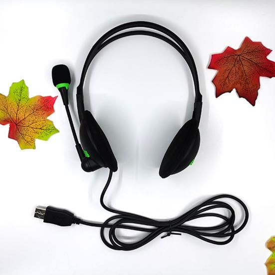 Wired Headset USB with Microphone Noise Interface Ergonomic Cancelling Wired Headphones Office Supply