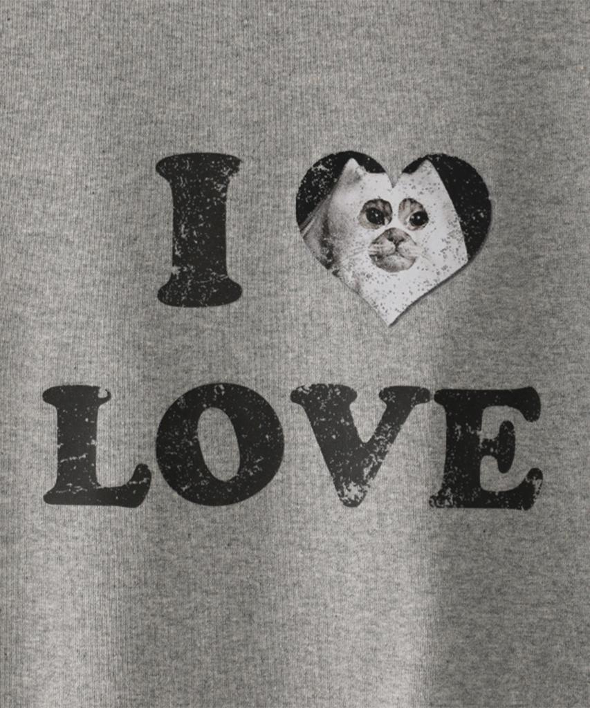 Beullusseonpeullawo I Love Cat Crop Top [Melange Gray]
