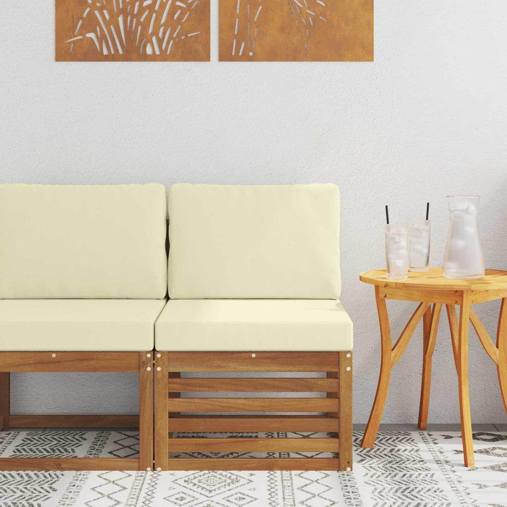 Outdoor Middle Sofa Solid Acacia Wood Natural