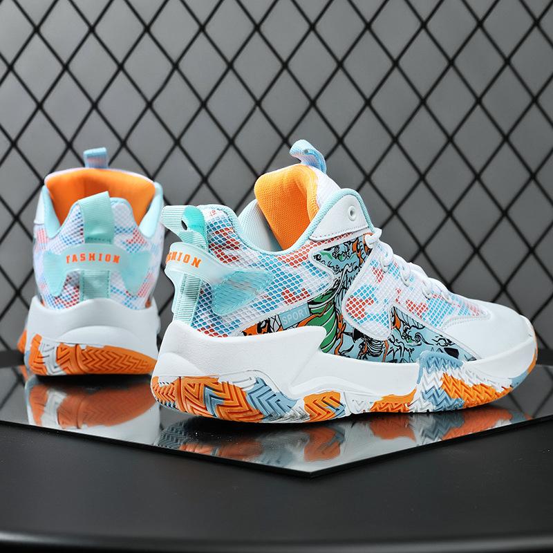 New Youth Middle-aged and Older Children's Basketball Shoes Men's Breathable Practical Combat Non-slip Shock-absorbing Sports Running Shoes One Piece
