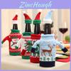 Festive Christmas Sweater Wine Bottle Cover Set Featuring Adorable Reindeer Snowman And Tree Designs