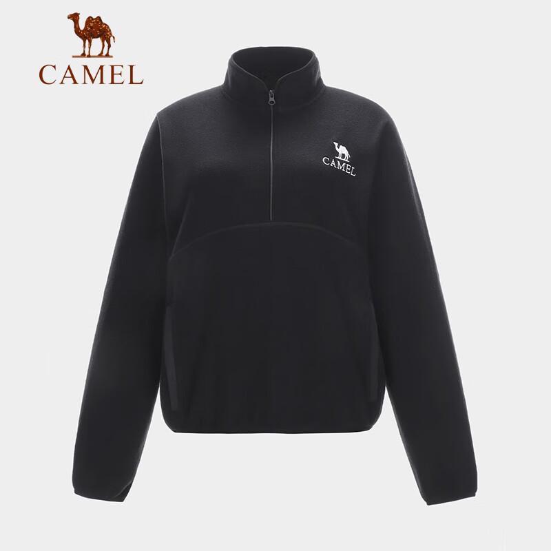 CAMEL Women s Half-Zip Stand Collar Fleece Sweatshirt