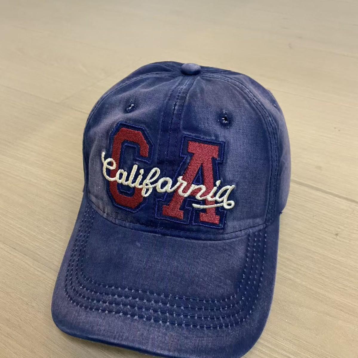 American Retro Baseball Cap Women S Big Head Circumference Washed Heavy Industry Denim Wide Brim Cap тёмно-синий