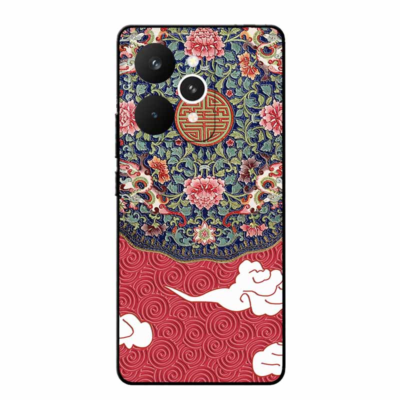 For Realme 15 Pro Cases 3D Relief Flower Emboss Black Silicone For Realme15 Pro 5G Back Cover Cartoon Funda Realme 15 Pro Bumper