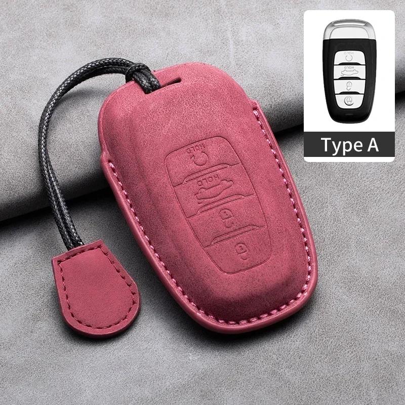 Leather Car Key Case Cover Holder Keychain Shell for FAW Hongqi HS5 H5 H6 H9 HS7 H7 L5 HS3 EH7 HQ9 LS7 EQM5 EHS9 S9 SHS7