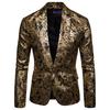 Men's Autumn and Winter Casual Ethnic Style Bronzing Floral Slim Suit Jacket