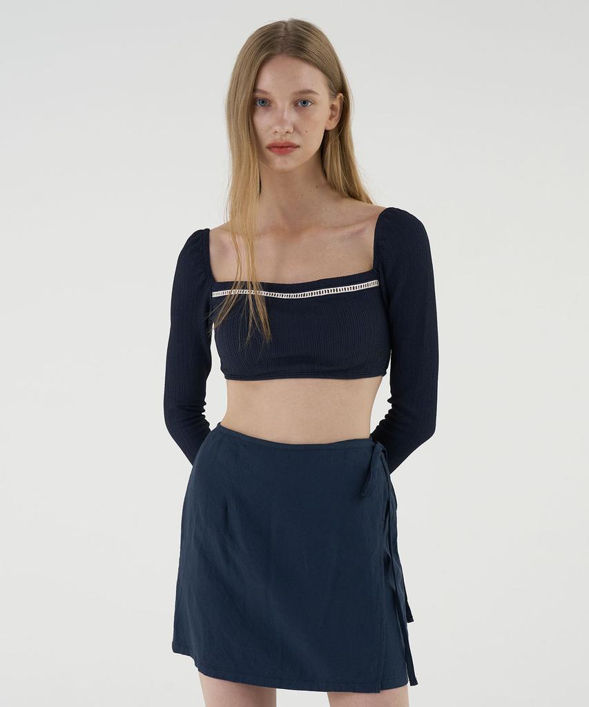 Kolallikeu Linen Wrap Skirt Navy