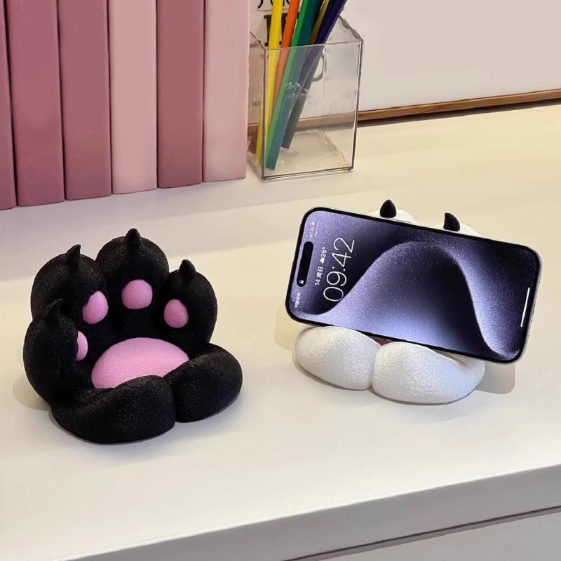 All Purpose Stable Feline Paws Phone Holder Support Brackets Antislip Silicone Pad Secure Device Holding Desk Accessory