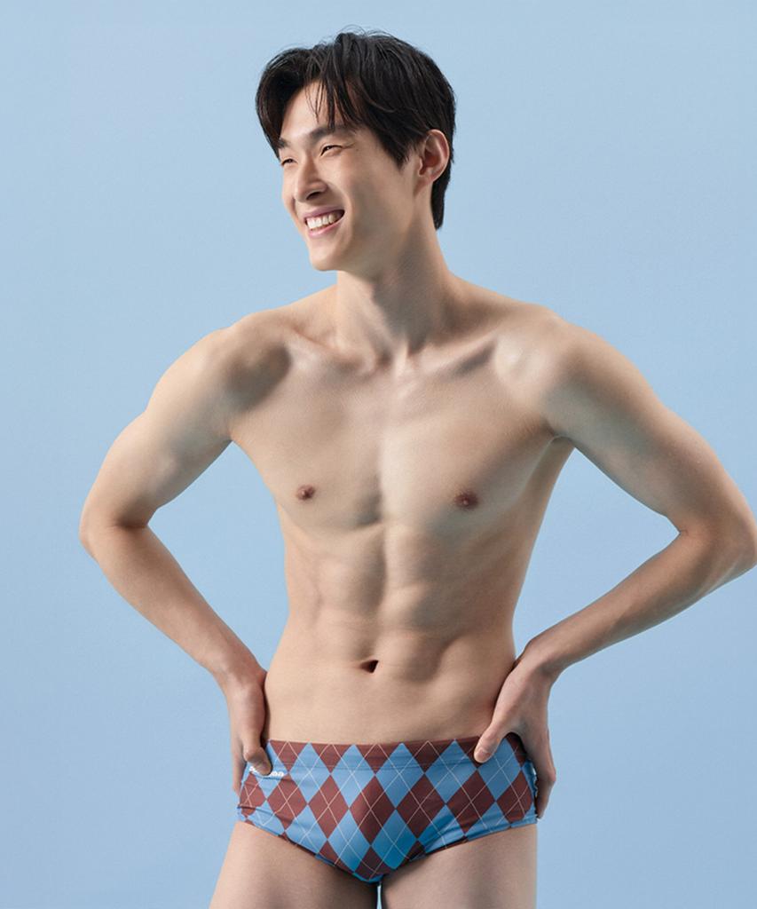 Umpa Mocha Argyle Square Men'S Swimwear