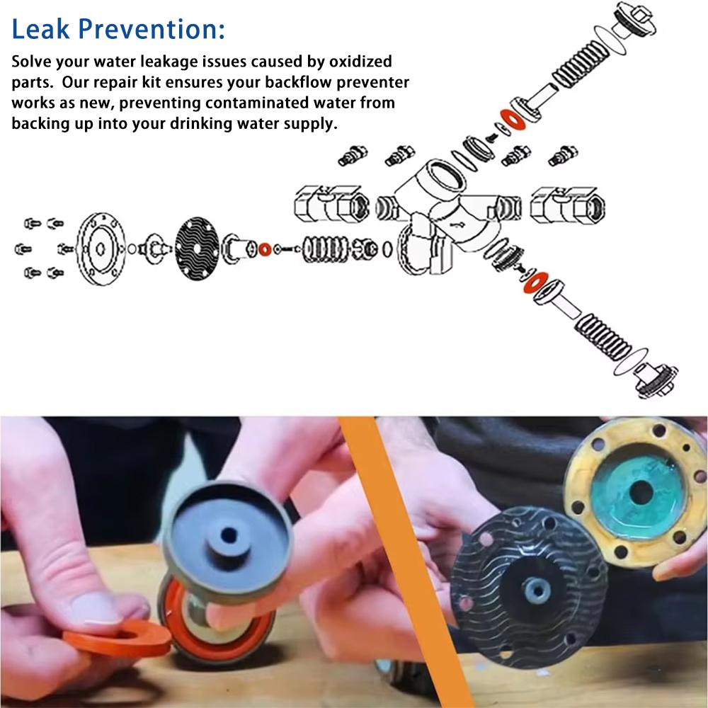 3/4"-1" Complete Backflow Repair Black Kit Fit For Zurn Wilkins 975XL and 975XL2 Backflow Preventer TL-1001B-BK