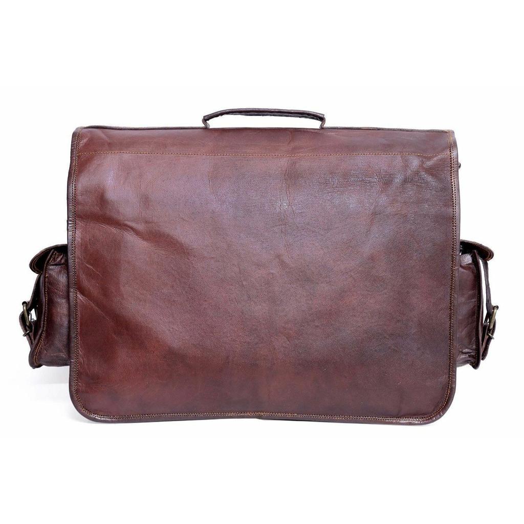 Leather Bag Goat Vintage Brown Genuine Laptop New Messenger Men's Men Travel New