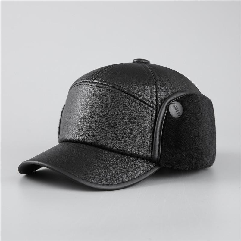 Hat Men's Winter Ear Protection Duck Tongue Baseball Cap Leather Hat Warm Windproof Grandpa Hat