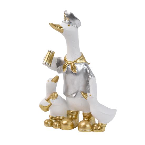 Statua di Anatra Carina, Ornamento di Anatra in Resina, Mini Figure di Anatra per Decorazione Interna Esterna Casa Ufficio