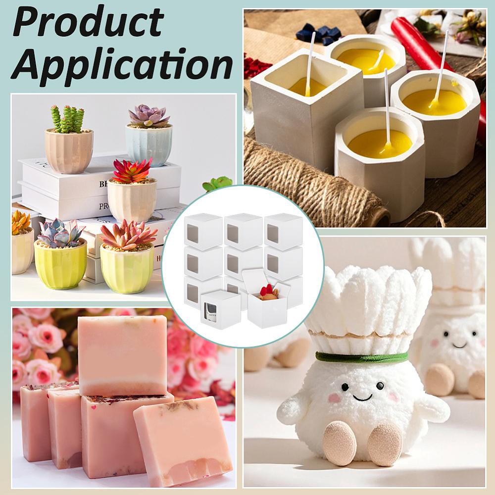 15pcs Paper Packaging Boxes with PVC Window Square White 11x11x11cm