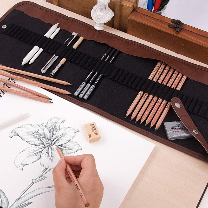 16/24/36/48/72/120 Holes Canvas Roll Pen Curtain Pencil Bag Case Holder Storage Pouch Stationery School Supplies