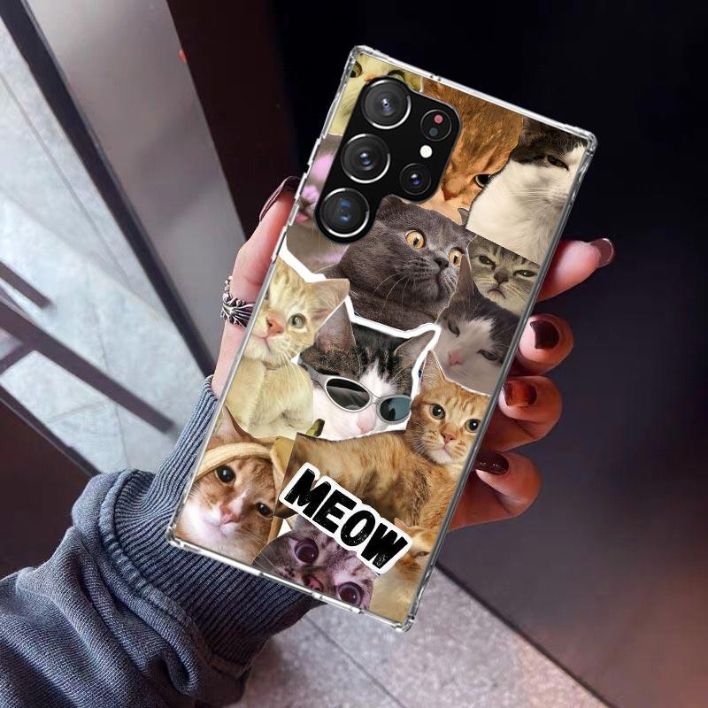 

Crying Cat Memes Phone Case For Samsung Galaxy S26 S25 Edge S24 S23 Ultra S22 Plus S21 S20 FE Soft TPU Back Cover Funda Galaxy S Samsung S22