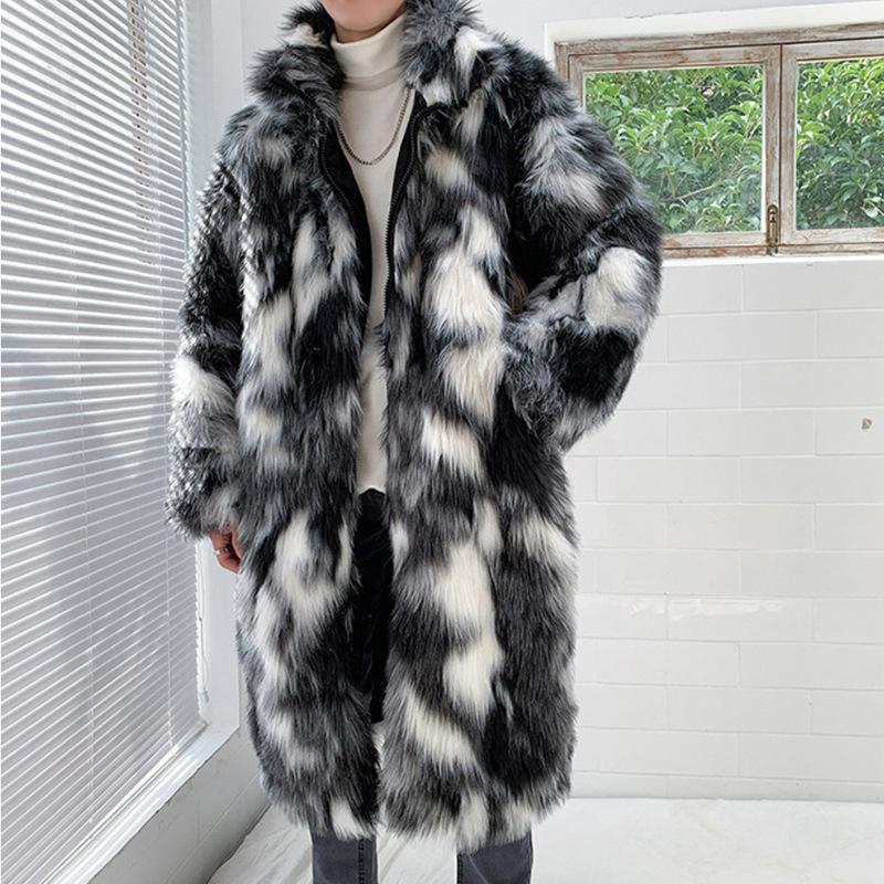 Autumn and Winter Fur Coat Men's Warm Thickened Leather Coat Fashion Casual Long Coat Street Loose Jacket