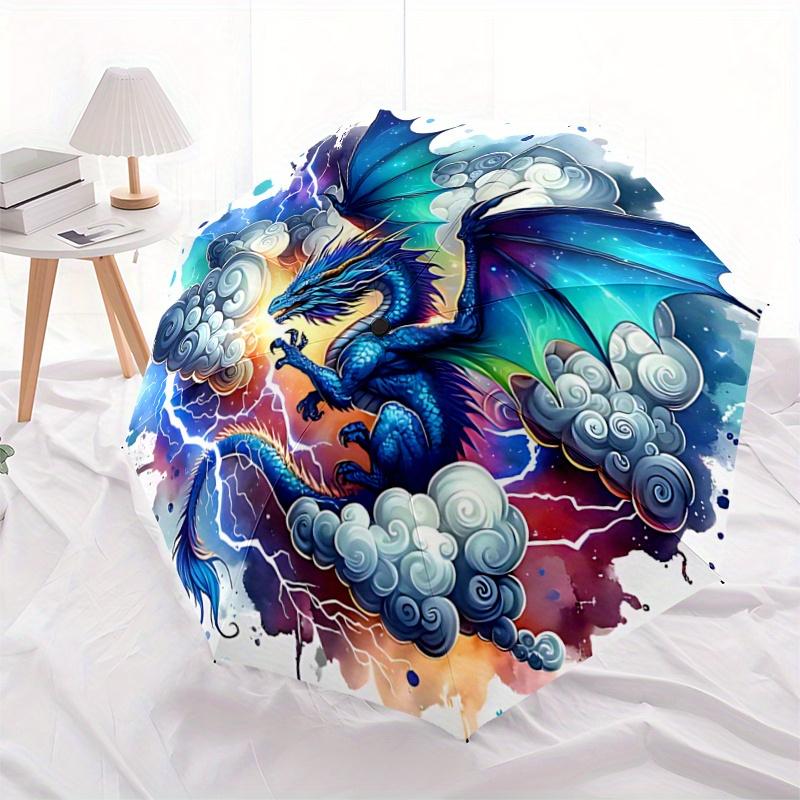 

1pc Blue Dragon in Stormy Sky Automatic Opening and Closing Umbrella - Suitable for Various Occasions, Outdoor Activities, Lightweight and Durable Aut