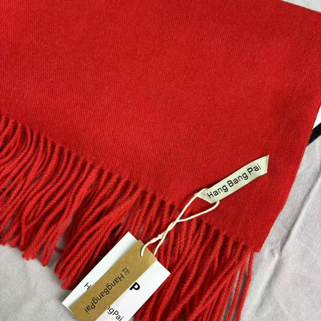 Schal im koreanischen Stil, einfarbig, Imitation Kaschmir, rot - Warm, vielseitig, modische Fransen für Herbst/Winter