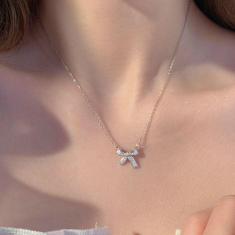 Zinc Zinc Alloy Bow Pendent Girl Gift Women Necklace Korean Style Necklace Fashion Jewelry Girl Choker