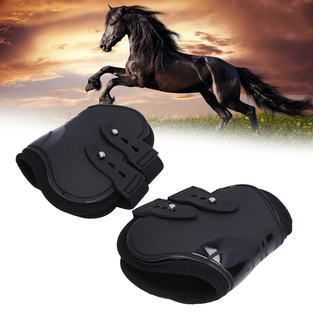 2Pcs Horse Tendon Boots Set Sturdy Adjustable PU Shell Tendon Guard Boots for HorsesBlack Hind Legs