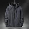 Men's Spring and Autumn Solid Color Plus Size Single Layer Punching Jacket Long Sleeve Hooded Outdoor Mountaineering Jacket