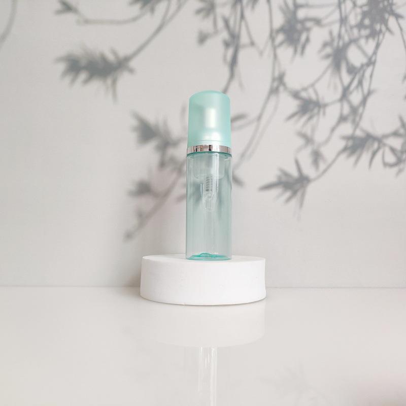 60ml Portable Transparent Green Facial Cleanser Foaming Bottle