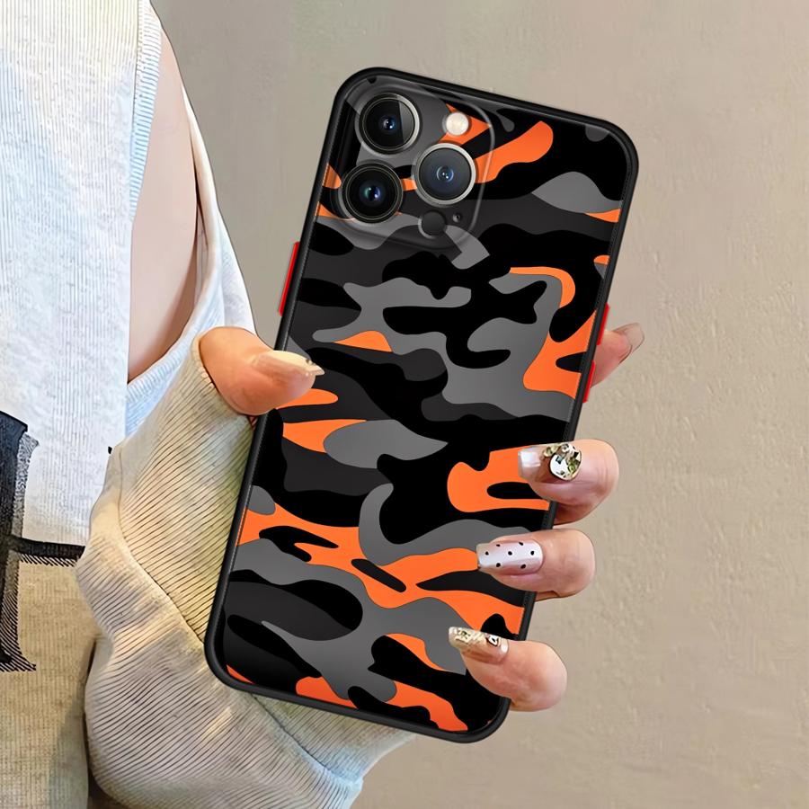 Retro Camouflage Design Case for iPhone 17 Pro Max XS XR 14 16 Plus 13 Mini 7 8 SE 12 Air 15 11 Funda Back Phone Cover