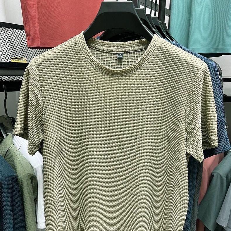 

Футболка мужская облегающая Bamboo Mesh Ice Silk с коротким рукавом — стильный, удобный и модный летний повседневный топ 5XL хаки