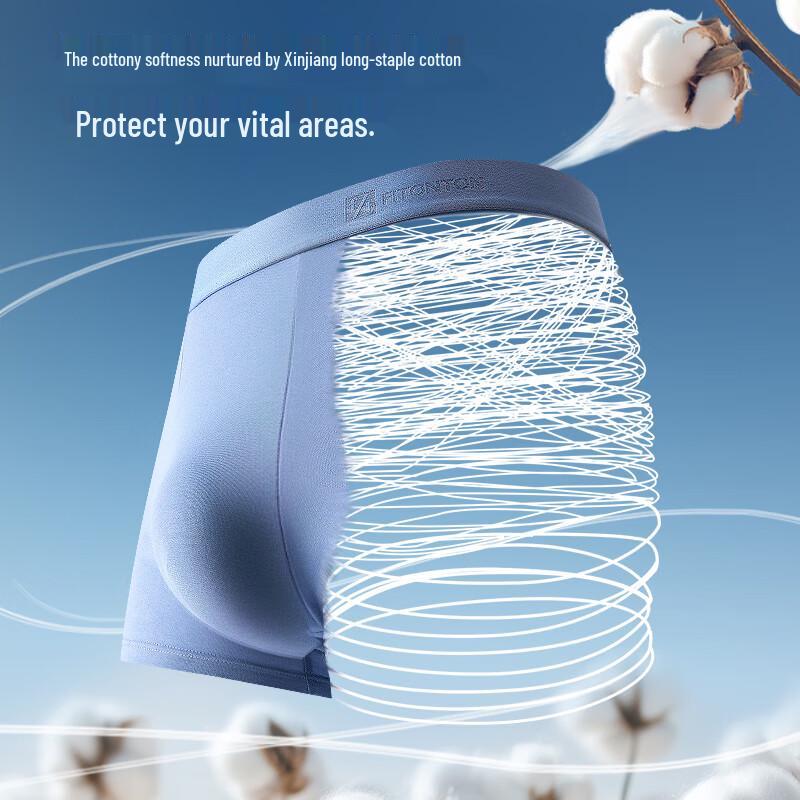 FitonTon Men's Pure Cotton Antibacterial Loose Boxer Briefs