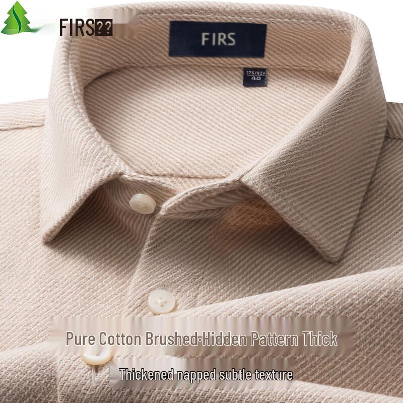 Shanshan Men's Thick Brushed Cotton Flannel Long-Sleeve Shirt