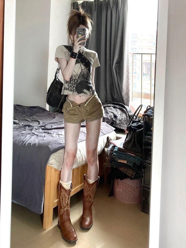 Girls Y2K T-shirts Retron Short Sleeve Beauty Cool Women Design Sexy Tees Round Neck