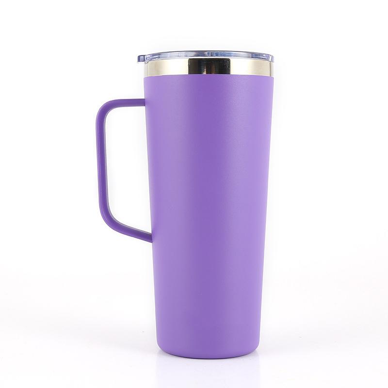 

24oz Coffee Tumbler with Handle Lid Creative Thermos Hot Water Bottle Insulated Thermal Cup Stainless Steel Double Wall Car Mug 24oz фіолетовий