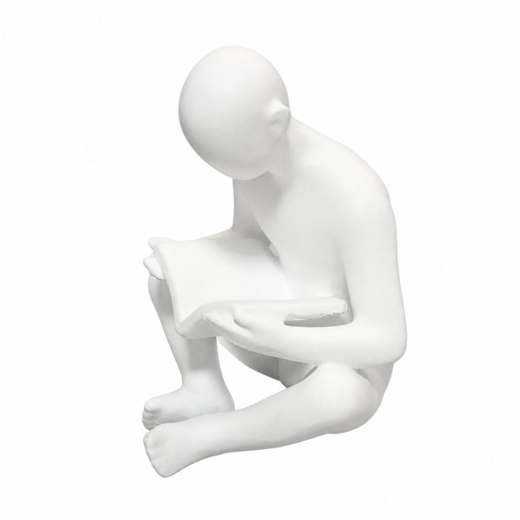 Resin Book Reader Sculpture Modern Reading Figurine Stylized for Study