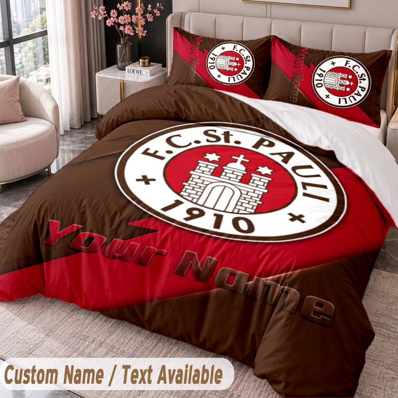 FC St. Pauli Aufdruck Bettwäsche Set Benutzerdefinierter Name Text 1 Bettbezug 2 Kissenbezüge Für Schlafzimmer