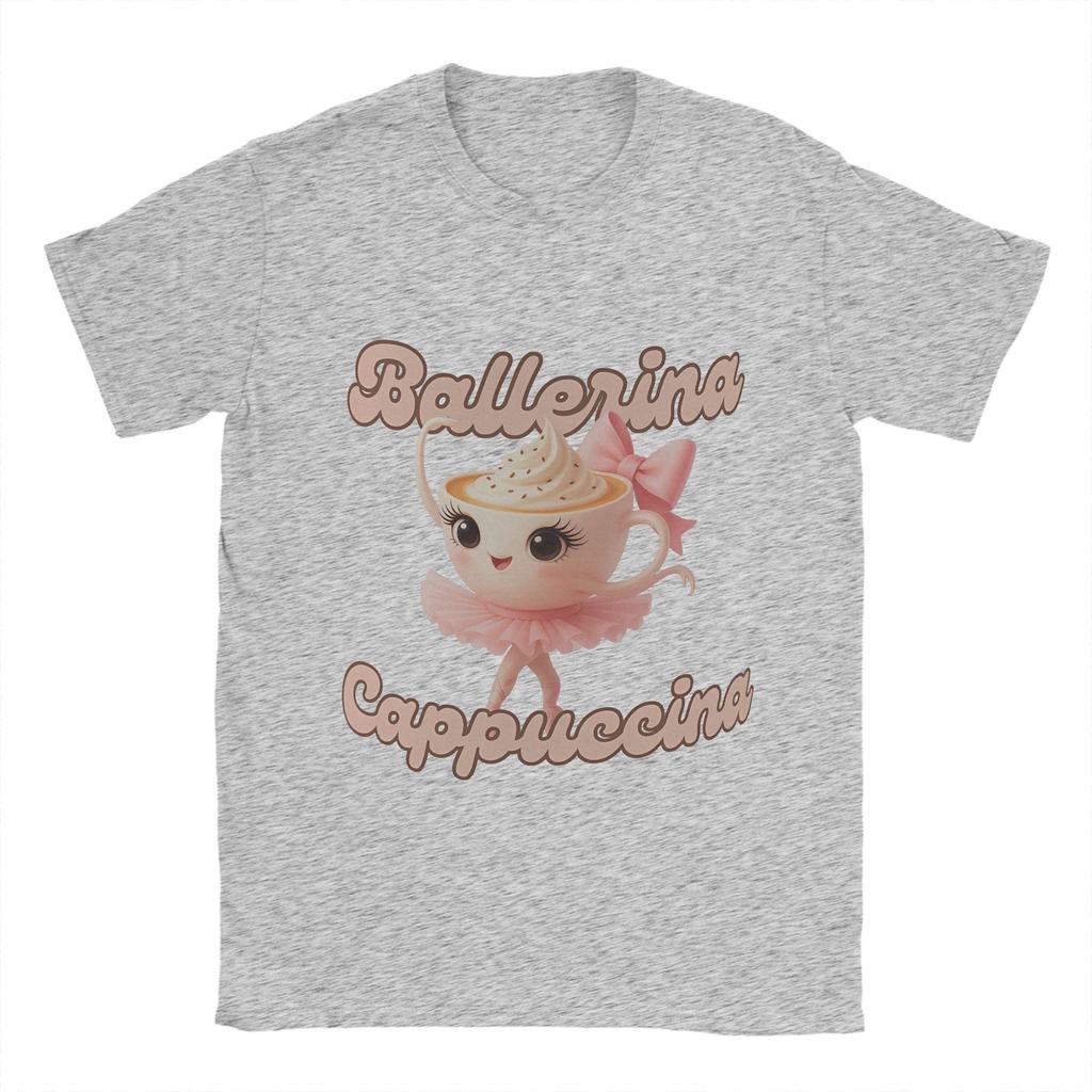 Ballerina Cappuccina T Shirt For Men Summer Funny Coffee Meme Streetwear T-Shirts Comfortable Tees Plus Size Design Tops