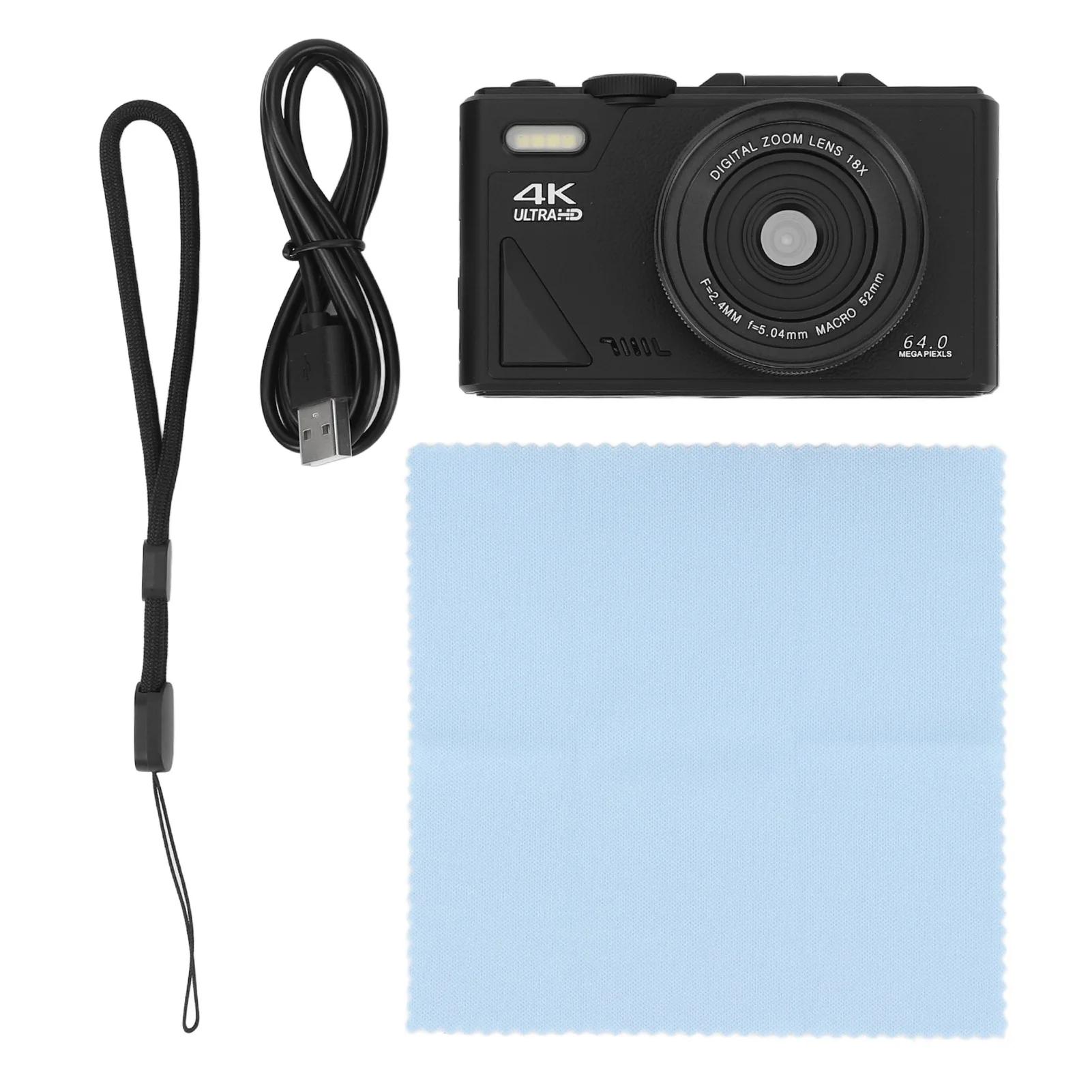 

Retro Digital Compact Camera Portable Digital Camera Stabilization 18X Zoom 3Inch Screen Autofocus UHD 4K for Travel чорний