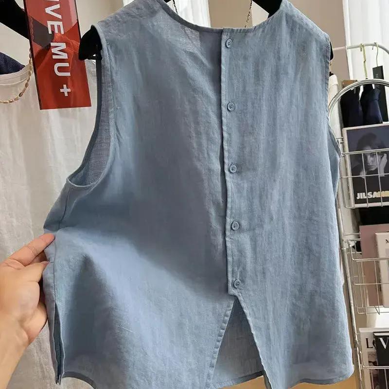 Vest for Women Versatile Sleeveless Lined Vest Casual Retro Loose Sleeveless Blazer Vest Top
