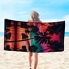 Sunset Coconut Beach Towel, Tropical Palm Tree Nature Art Quick-Dry Sand-Free Microfiber Bath Towels for Yoga, Swim and Camping