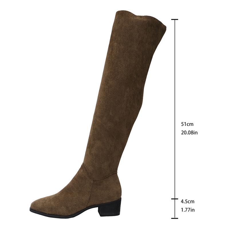 

Fashion Thick Heels Over The Knee Boots Women Autumn Winter Zippers Vintage Long Botas Mujer Stretch Slim High Tube Boots 40